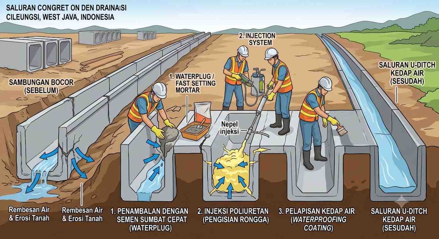 Mengatasi Kebocoran Sambungan U Ditch